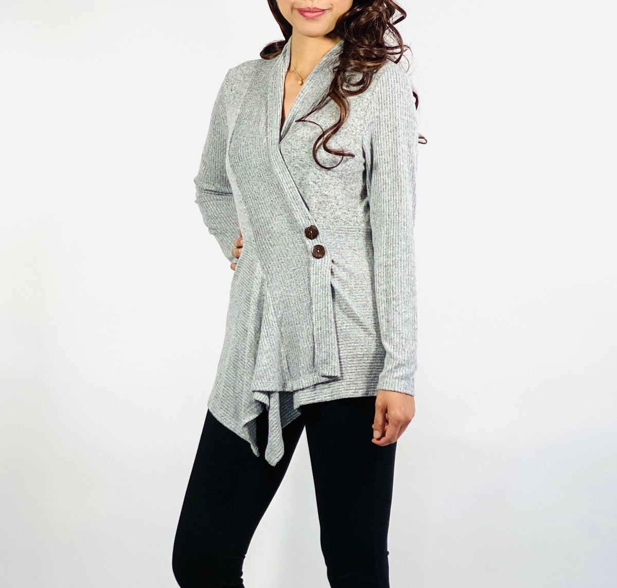 Button wrap outlet sweater