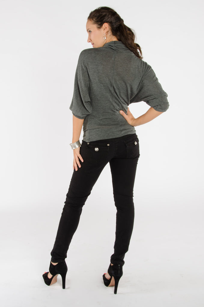 Cowl Neck Top - Charcoal Grey