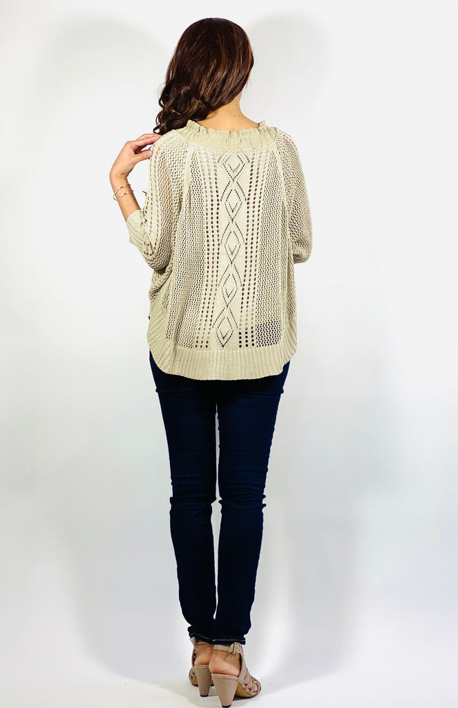 Crochet sweater knit (taupe)