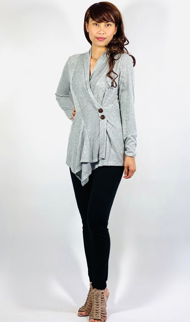 Wrap front sweater top